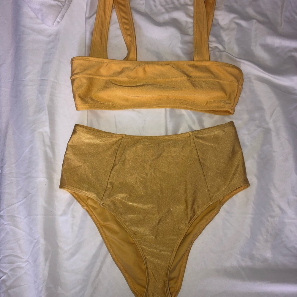 Yellow/gold high wasted bathing suit